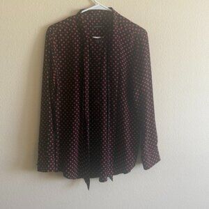 Equipment x Kate Moss Slim Signature Heart Print Silk Shirt with Tie
